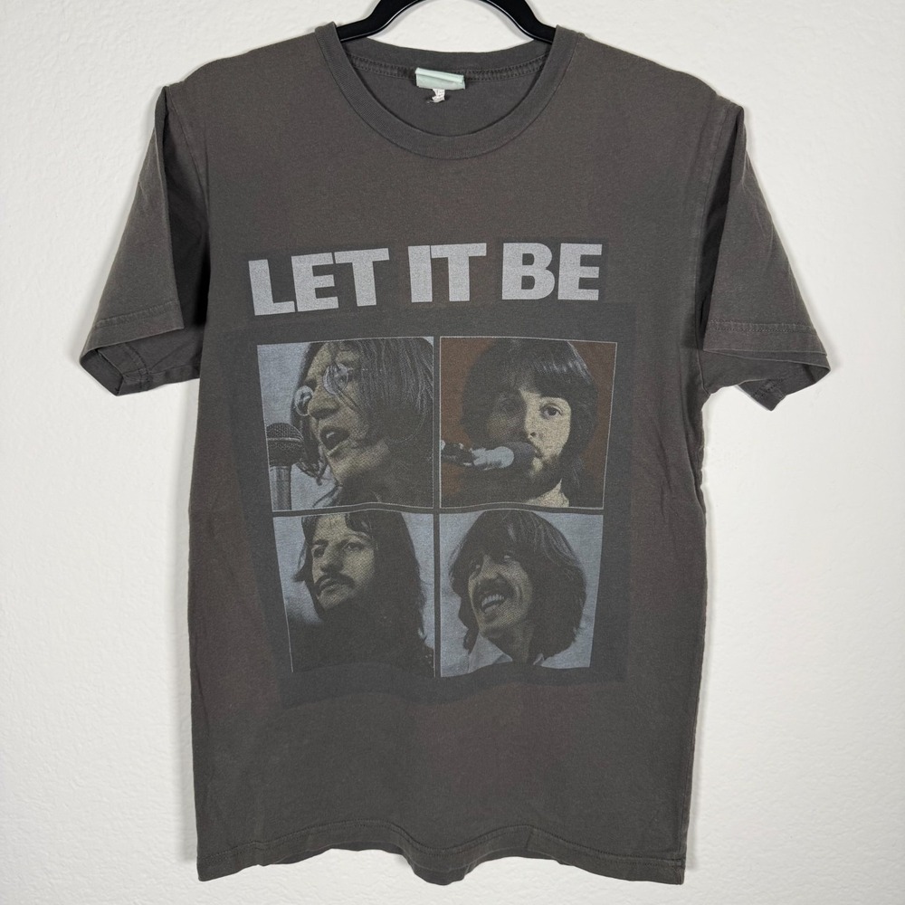 The Beatles T-Shirt Mens Small Gray Let It Be Graphic Tee 2005 Apple Corps